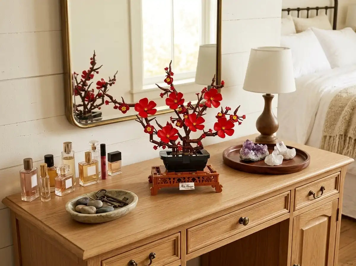 The Plum Reverie displayed on a bedroom dresser, scene 2