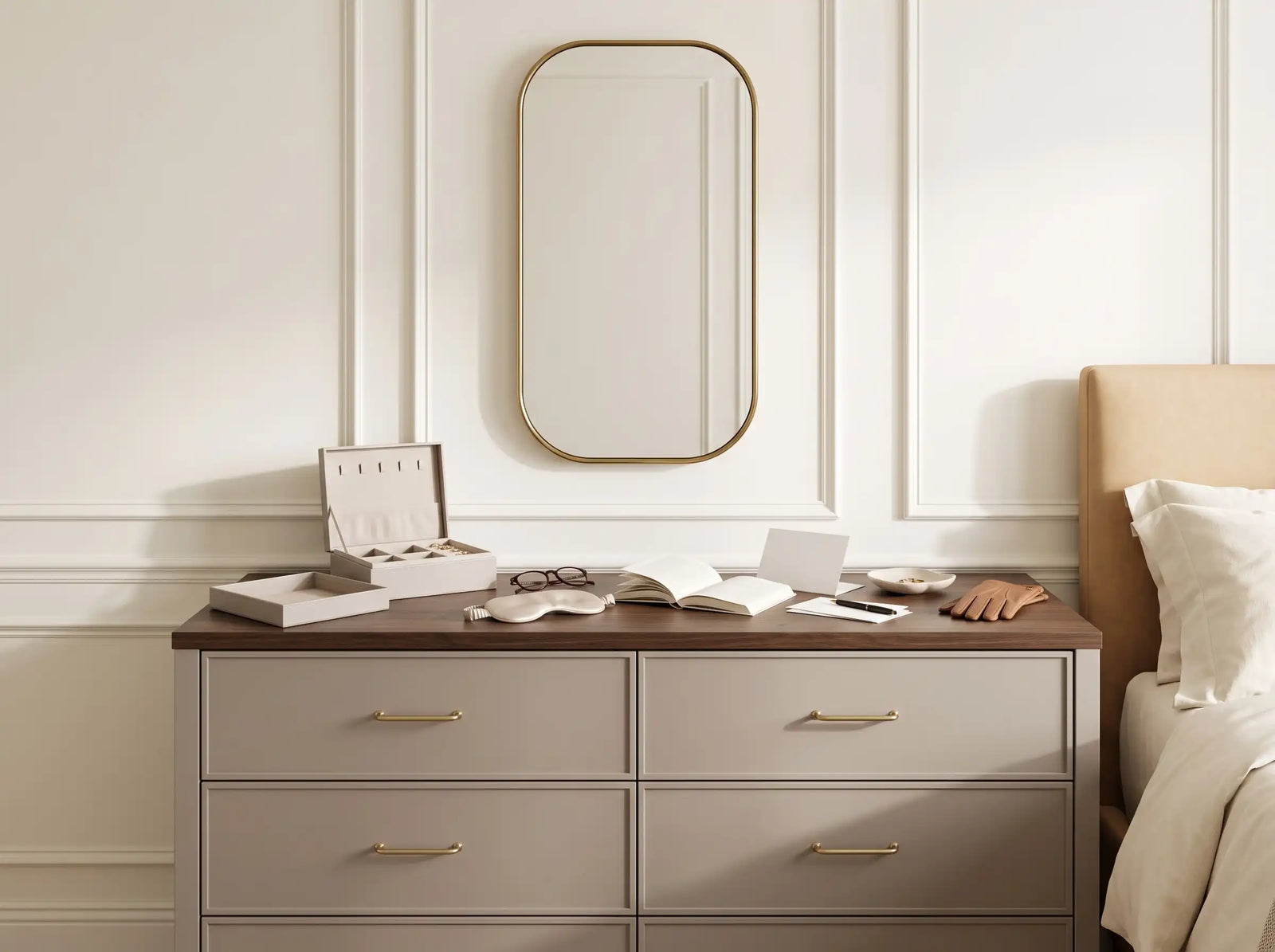 Bedroom dresser before adding The Plum Reverie