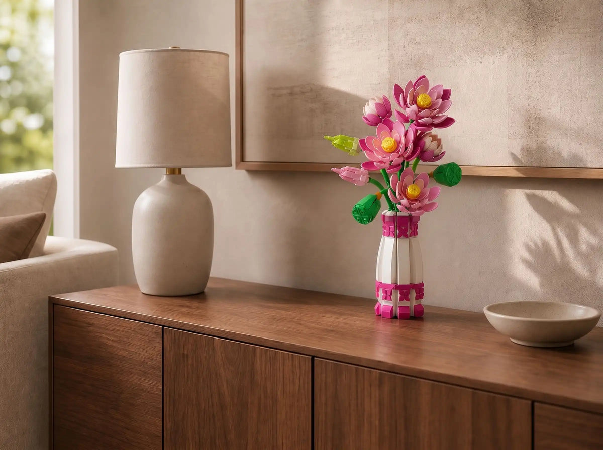 The Serene Lotus displayed in a living room or entryway, scene 3