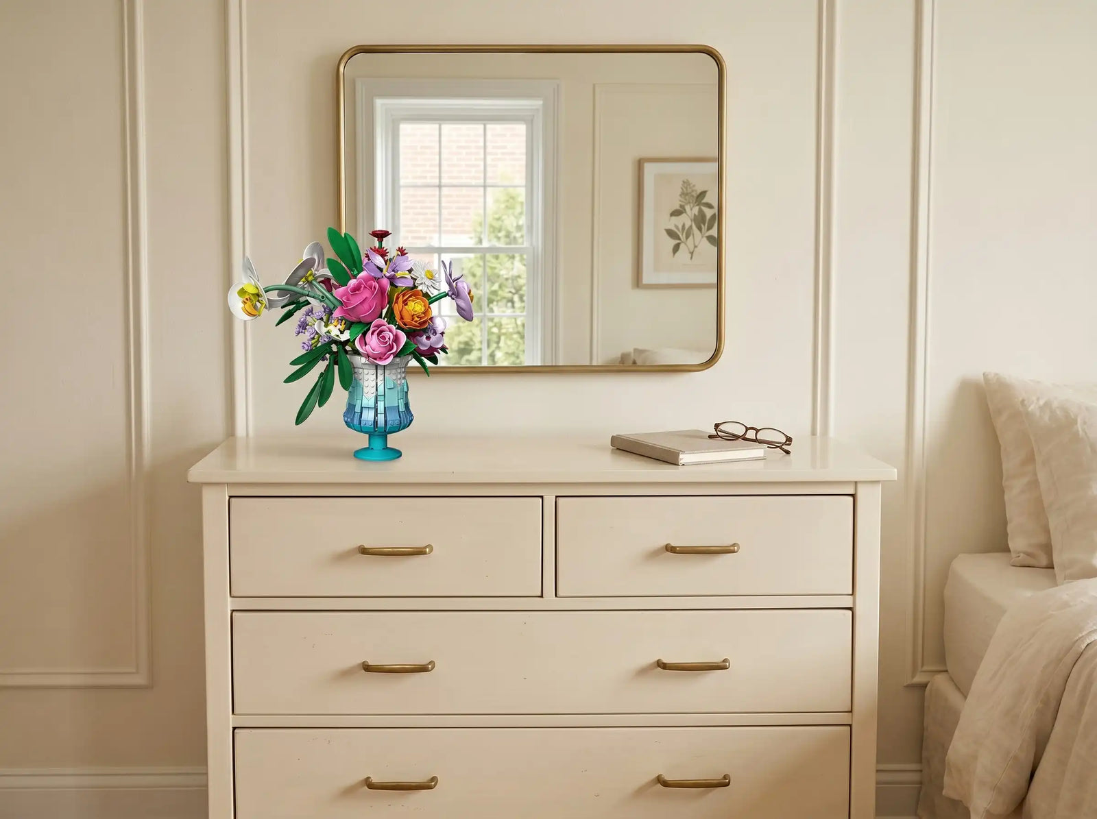 The Celeste displayed on a bedroom dresser