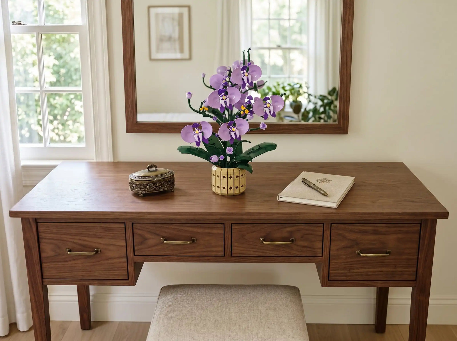 The Orchid Muse displayed on a desk