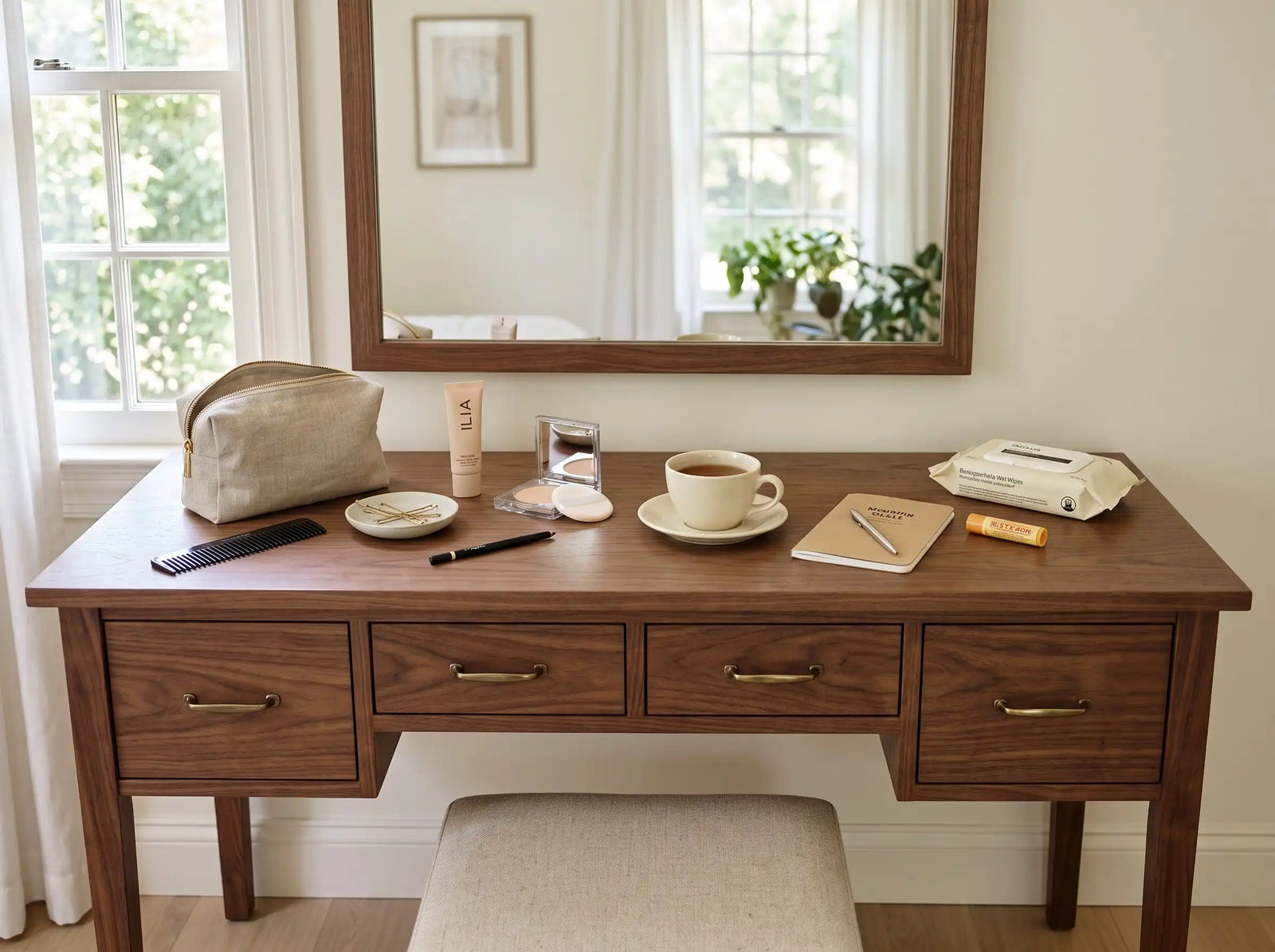 Desk before adding The Orchid Muse