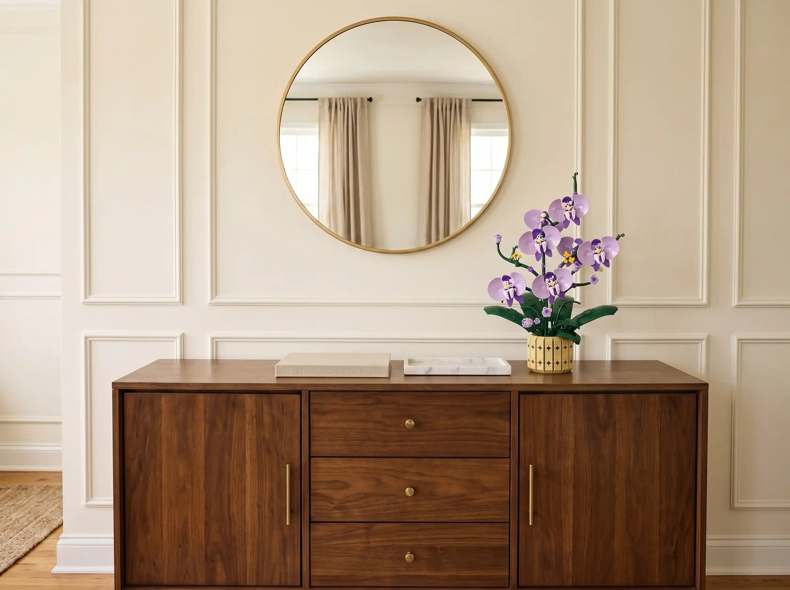 The Orchid Muse displayed in a living room or entryway, scene 2