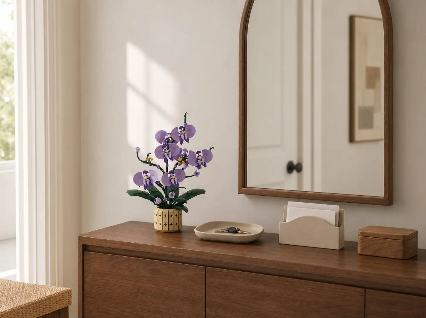 The Orchid Muse displayed in a living room or entryway, scene 3