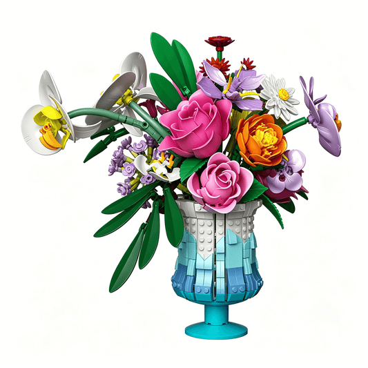 The Celeste Mixed Floral Art in a Blue Sculptural Vase - MMT-FL003