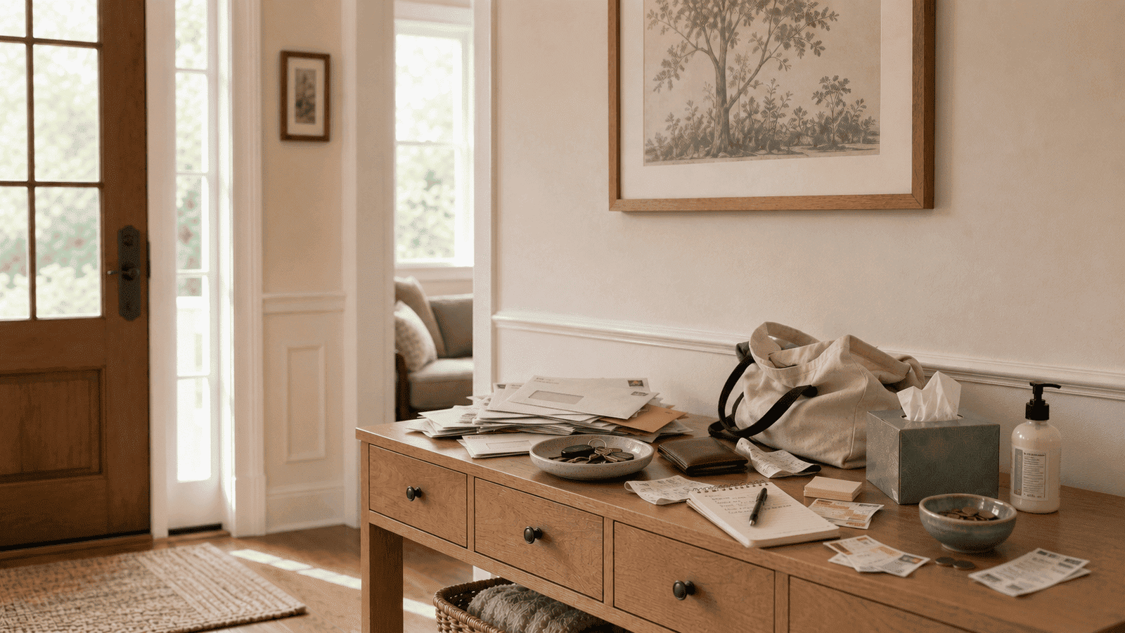 Entryway console table before styling
